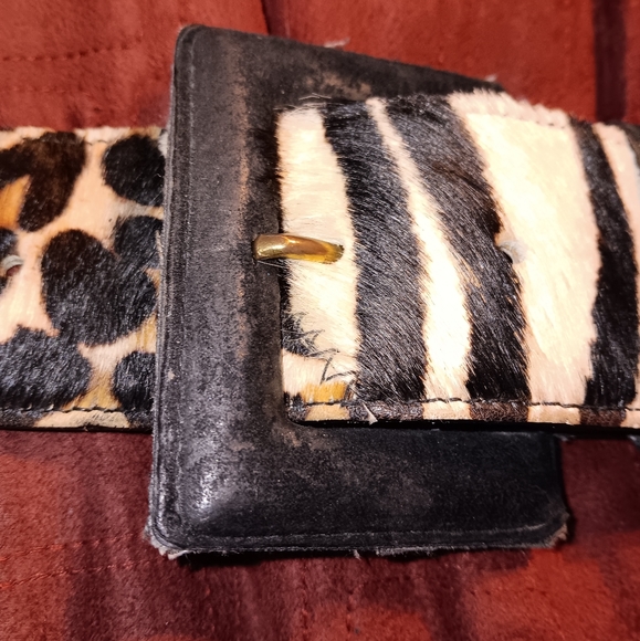 Saks Fith Avenue Ellen Tracy Fur Belt, zebra, Chetan,Lepard 29.5 inches A1 - Picture 2 of 11